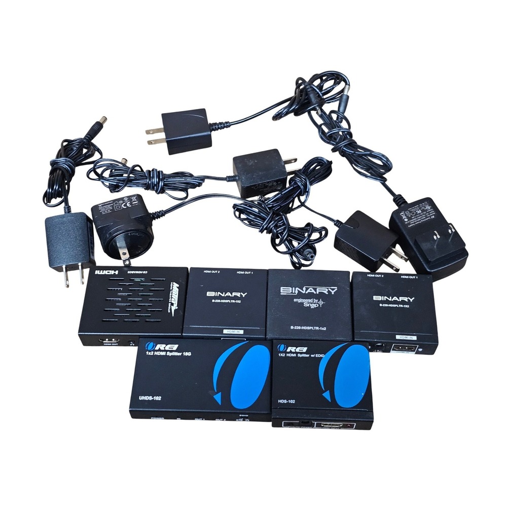 Binary OREI HDMI Splitter Lot Mixed OS Black Solid 1x2 Distribution Hubs LOT 6‎